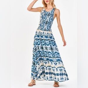 NWT DEAR JOHN ZURIAH SMOCKED TANK DRESS HIGH TIDE SIZE SMALL